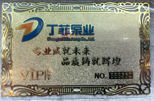 丁菲泵業(yè)VIP金卡正面